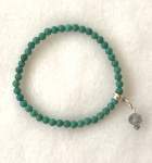 Turquoise Bead Elasticized Bracelet with Crystal Charm 