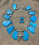 Turquoise Howlite Necklace with Silver Starfish 