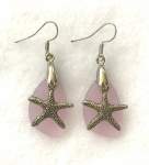 Pink Frosted Glass with Starfish Earrings 