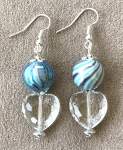 Clear Heart Crystal and Turquoise Beaded Earrings 