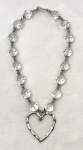 Silvertone and Crystal Heart Necklace 