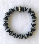 Black and Grey Agate Elasticized Bracelet 