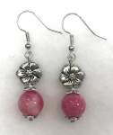 Pink and Silver Earrings  a pair