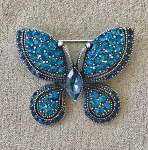 Blue Crystal Butterfly Brooch 