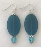 Turquoise Frosted Glass Earrings  a pair