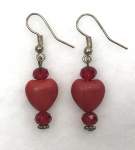 Red Howlite Heart Earrings 