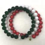 Italian Flag Colors Red, White and Green Memory Wire Bracelet 