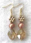 Pink and Goldtone Beaded Earrings 
