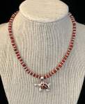 Red and Silvertone Necklace 