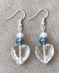 Clear Heart Crystal and Pearl Earrings 