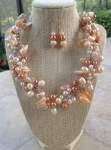Orange Pearl Wire Crochet Necklace 