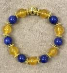 Blue and Gold Elasticized Rotary Bracelet
