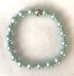 Turquoise Pearl and Silver Beaded Elastic Bracelet 