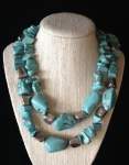 Double Strand Turquoise and Silver Necklace 