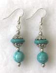 Turquoise Howlite and Silvertone Earrings 