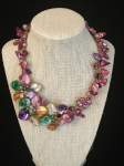Pink Pearl Necklace with Floral Cluster