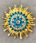Gold and Turquoise Starburst Brooch 