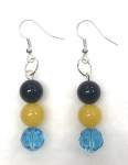 Black, Yellow and Turquoise Earrings  a pair