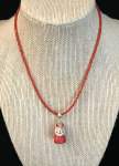 Children’s Red Necklace with Kitten Pendant 