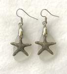 White Frosted Glass with Starfish Earrings 